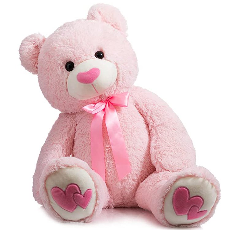 OEM ODM service wholesale PP cotton stuffed large pink teddy bear plush toy with cravat