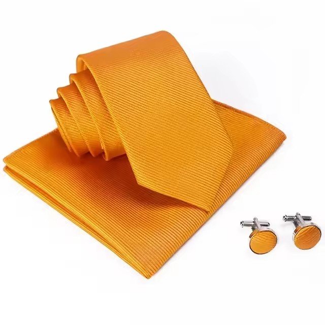 I-0251 Mens Cufflinks Cravat Set Fashion Wedding Ties For Men Hanky Necktie Gifts Dress Party Accessories Jacquard Tie