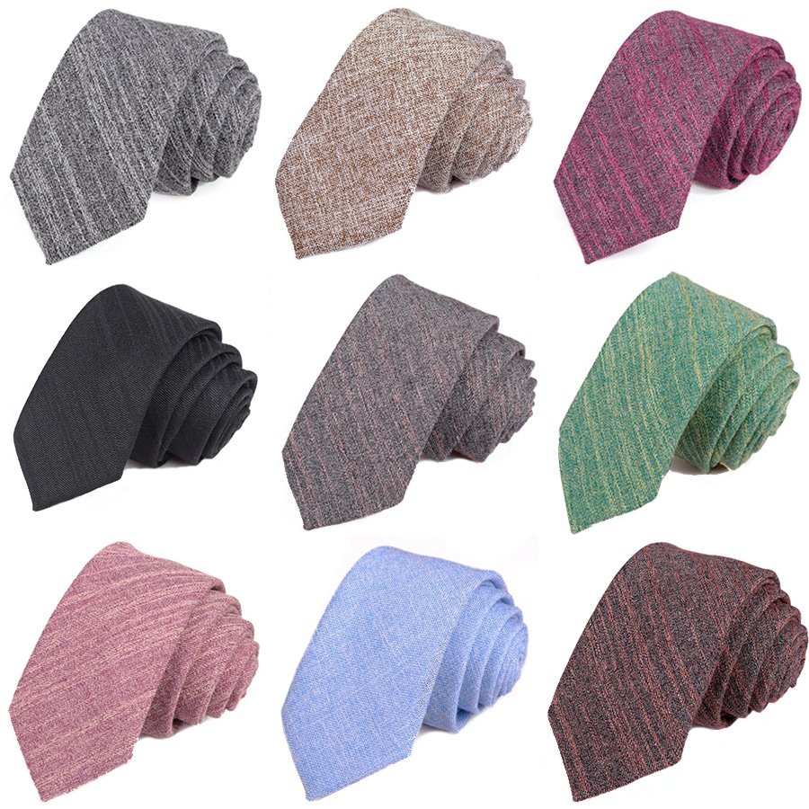 Solid Color Cotton Linen 6cm Ties for Men Casual Narrow Neckties Skinny Mens Neck Ties for Party Wedding Candy Colors Tie Cravat