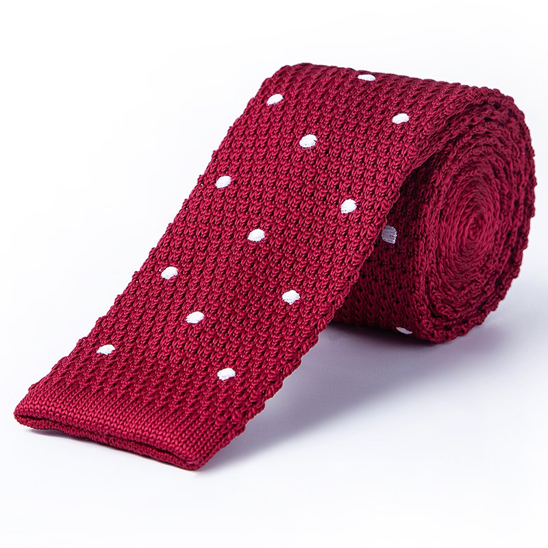 Mens Polka Dot Microfiber Knitted Embroidered Neckties for Men Adult Pattern Slim Cravat