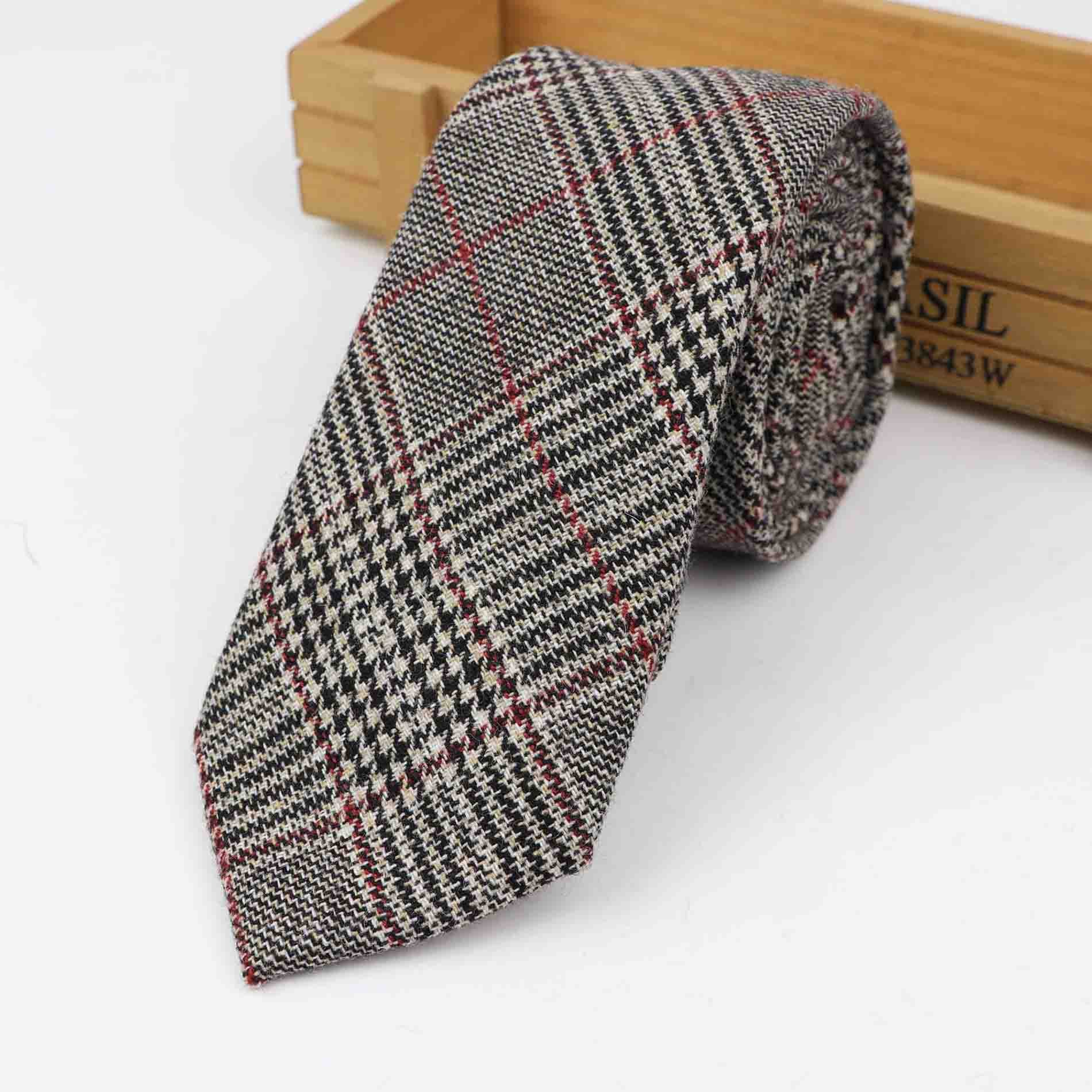 New Style Wool Viscose Tie 7cm Ties Fluffy Streak Corbata Slim Striped Necktie Cravat Clothing Accessories Warm Grid Ties