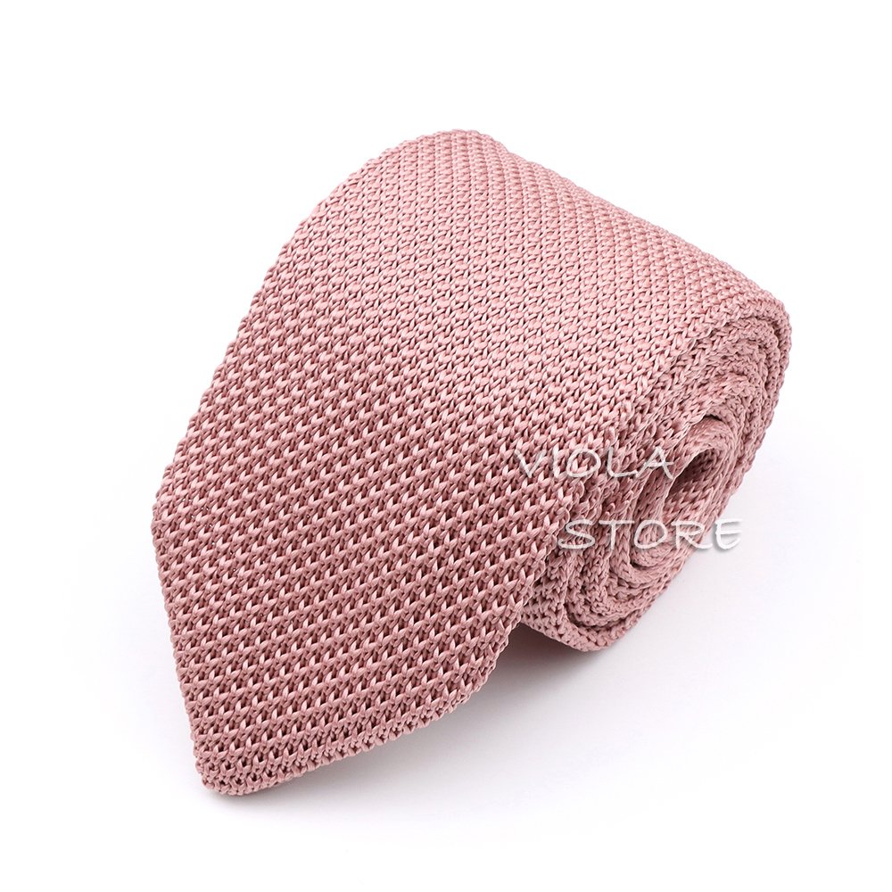 New Hot Classic Colorful Solid Knitted Tie 7cm Pink Sage Green Khaki Men Wedding Leisure Tuxedo Suit Party Cravat Gift Accessory