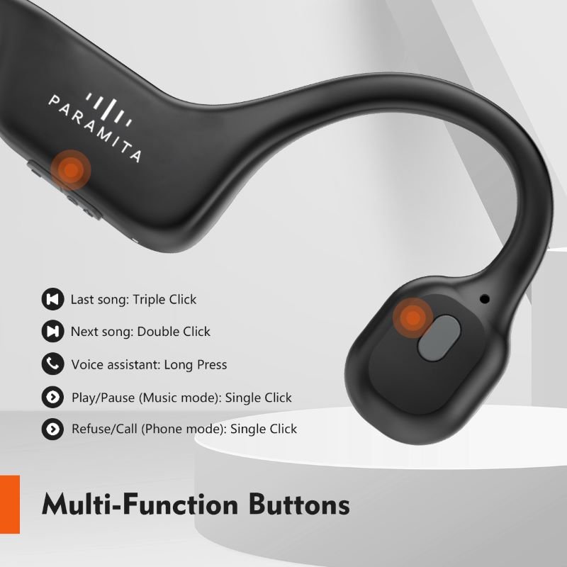 PARAMITA New Upgrades DG08 Open Ear Bone Conducting Bluetooth Headphones Waterproof for Sports Outdoor