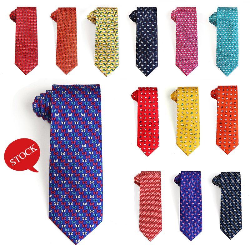 High Quality Animal Printing Tie 100% Silk Handmade Dolphin Puppy Print Design Necktie Custom Pattern Printed Silk Ties for Men