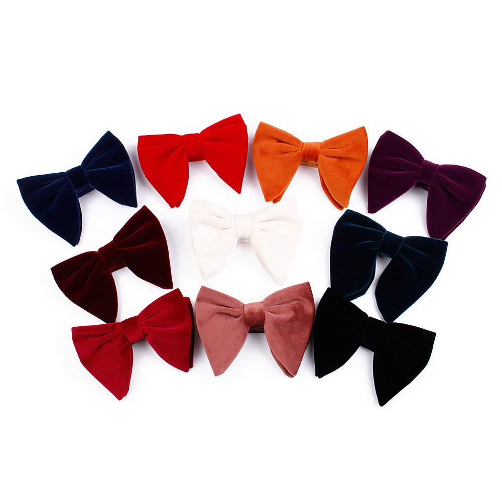 New Fashion Velvet Big Bowties for Women Mens Groom Wedding Bow Tie Skinny Solid Color Gravatas Slim Black Cravat Accessories