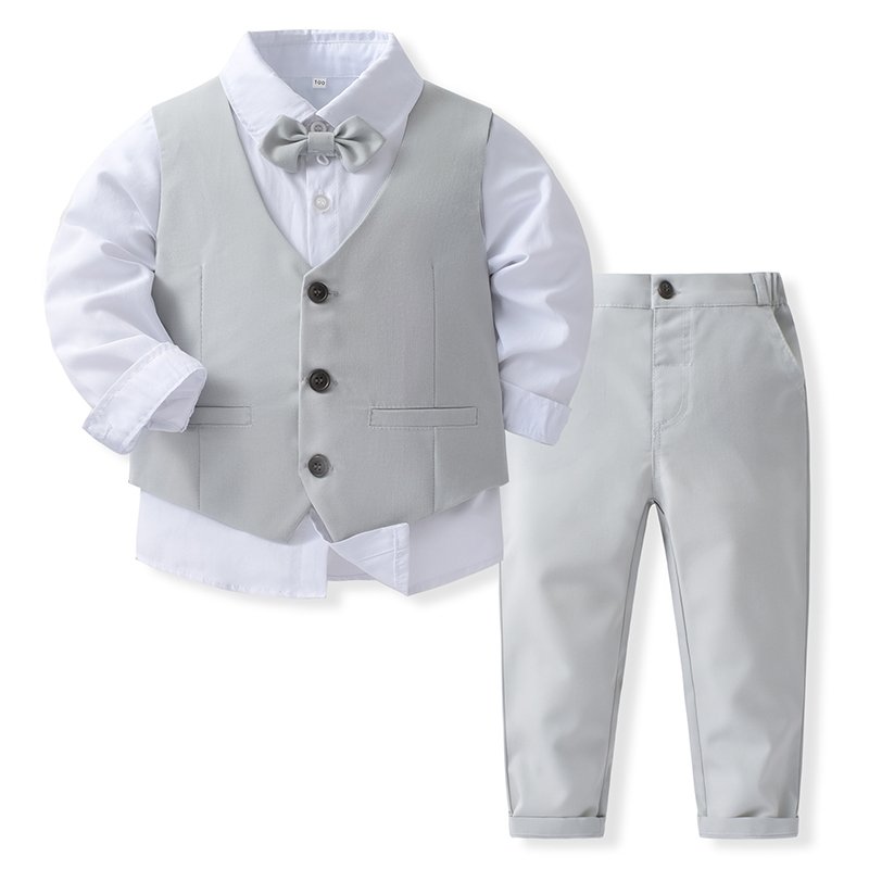 New Fashion Children's Suit Party Cravat Waistcoat Suit Set Gentleman Boys Wedding Suit