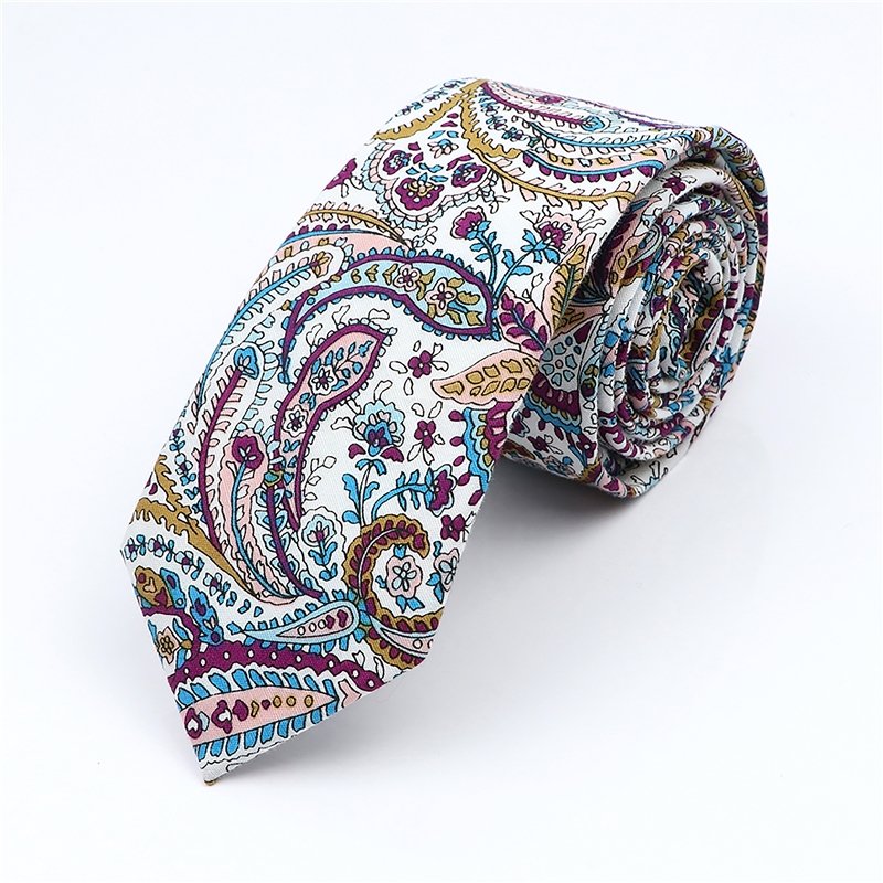 New Floral Elegant Tie For Men Women 100% Cotton Beautiful Flower Paisley Necktie Narrow Skinny Cravat Wedding Casual Corbatas