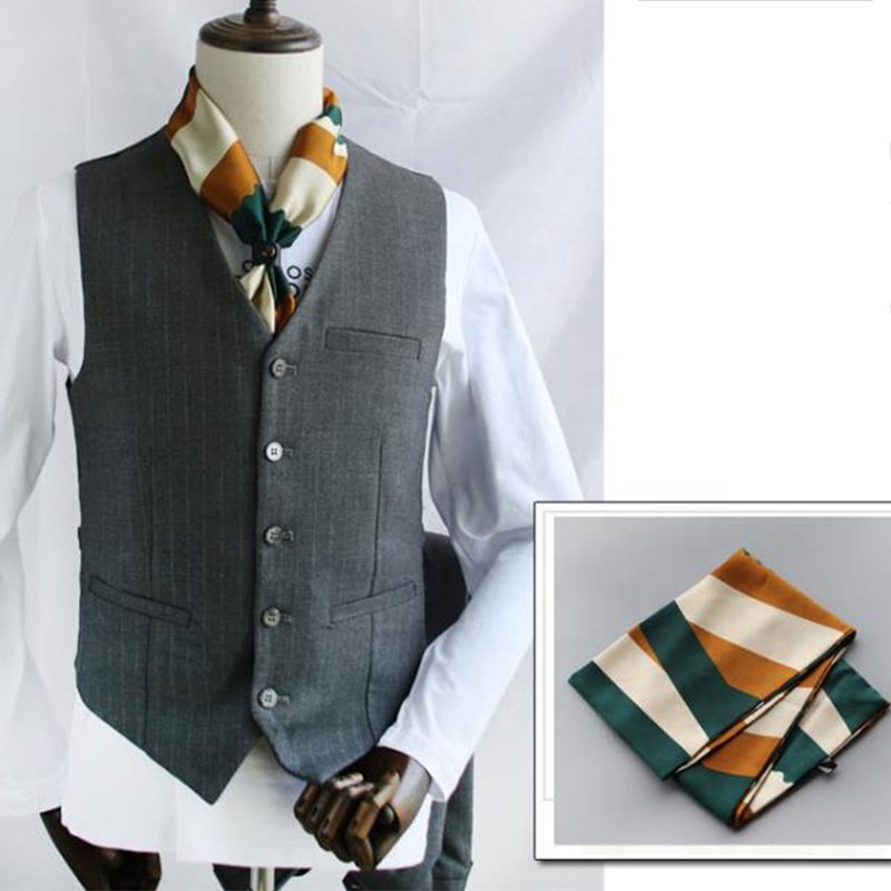personalized custom striped pattern polyester ascot tie cravat for mens suits
