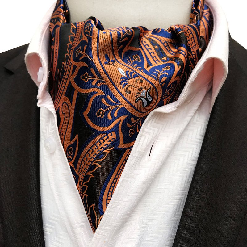 Men Neck Tie Vintage Big Paisley Floral Formal Cravat Ascot Tie Self British Gentleman Silk Cravat For Men