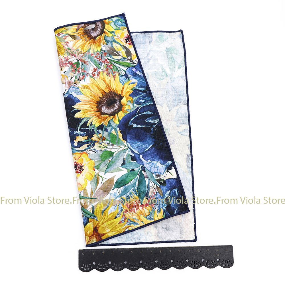 Vintage Garden Oil Painting Cotton 8cm Tie Sets Hankie Sunflower New Classy Men Wedding Party Cravat Gift Accessory Top Quality