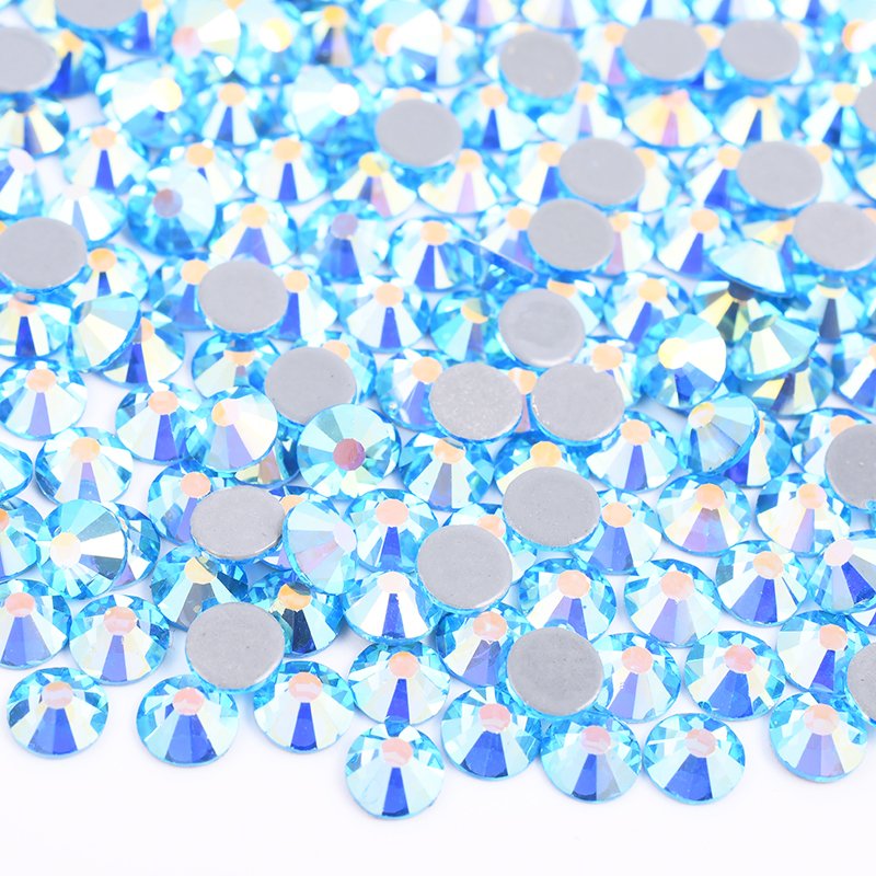 SS 6 8 10 12 16 20 30 Hotfix AB Crystal Stones Applique Flatback Strass Hot Fix Glass Rhinestone For DIY Clothes