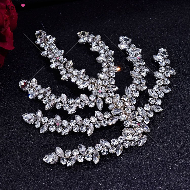 WHD-077 Luxury Diamond Crystal Applique Floral Shape to Decorate Glasses For Rhinestone Applique Bodice