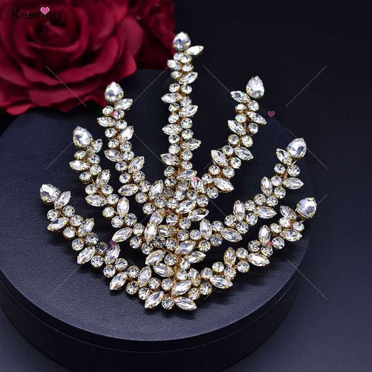 WHD-077 Luxury Diamond Crystal Applique Floral Shape to Decorate Glasses For Rhinestone Applique Bodice