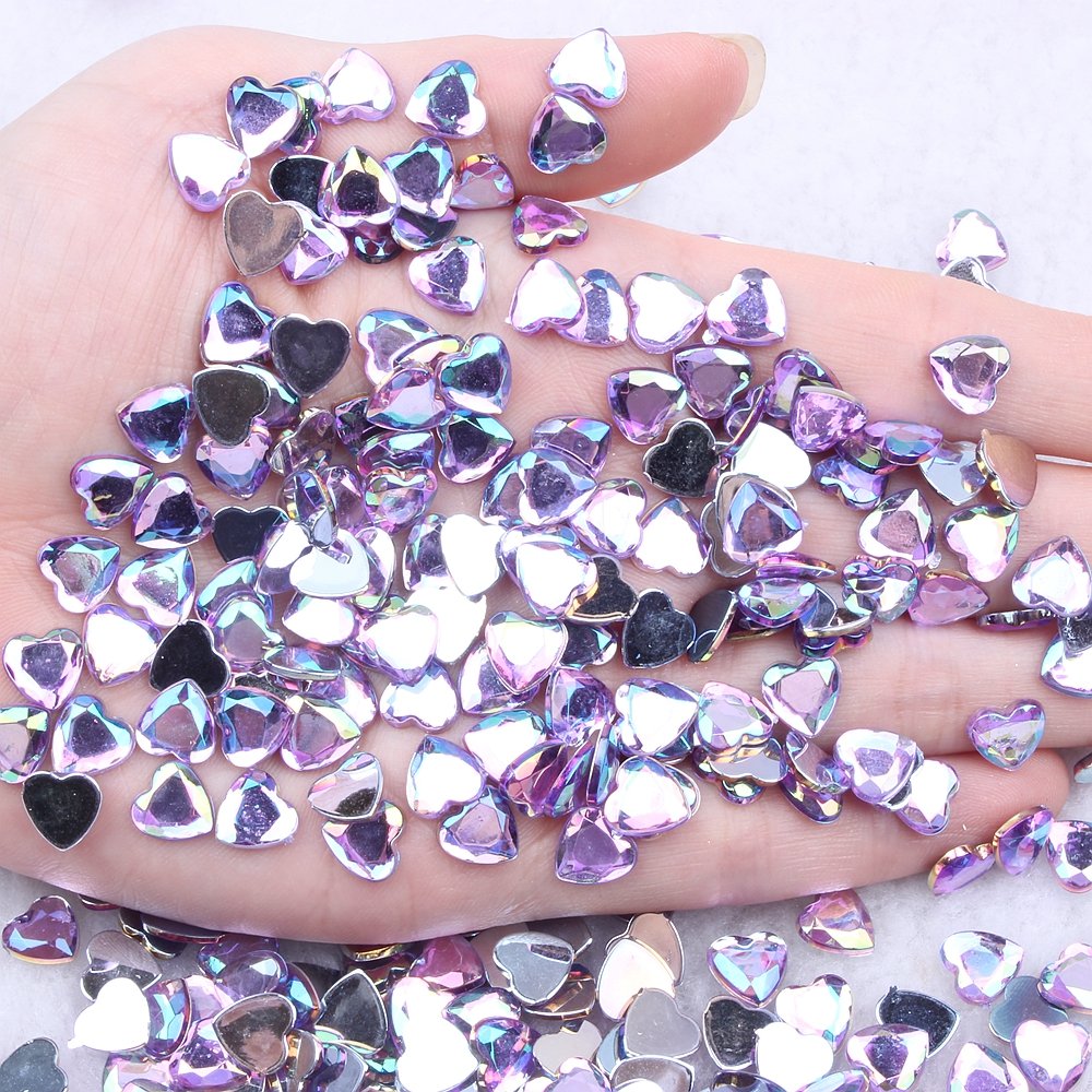 New Style Heart Shape 6mm 8mm Acrylic Rhinestones Flat Back Flat Facets For Nails Art Glue On DIY Jewelry Making Acrylic Gem