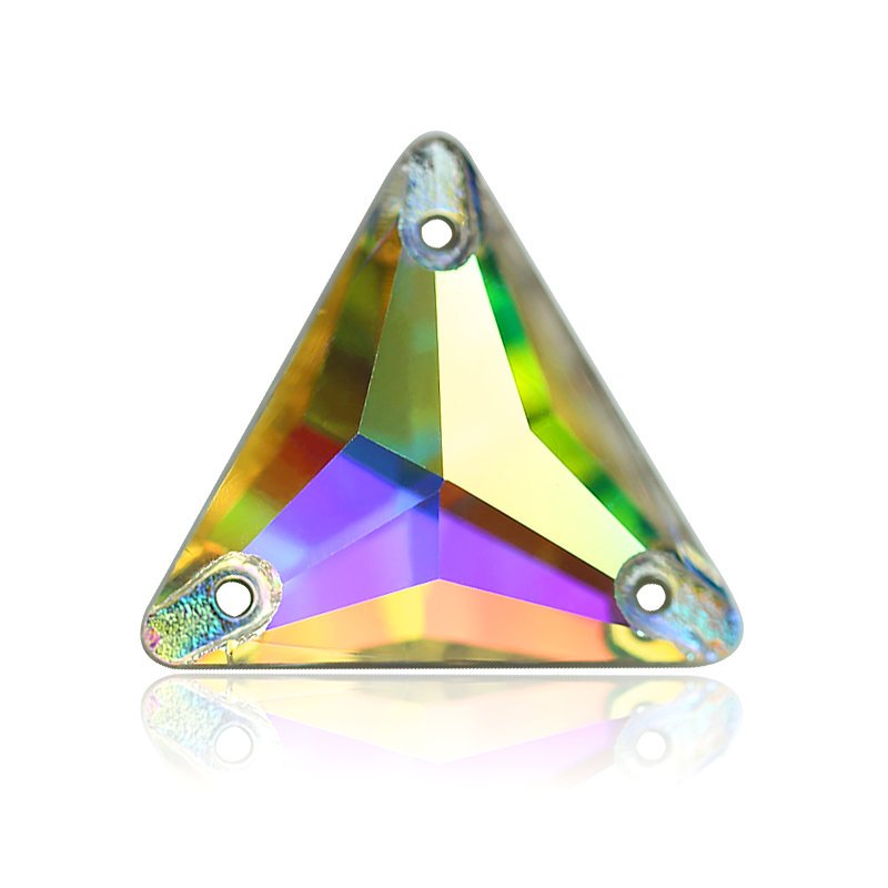 Top Triangle 16mm 22mm Crystal AB Sew On Stone 3 Holes Glass Rhinestones For Hair Clothes Sewing on Clothing