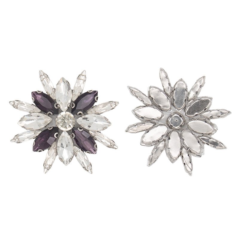 2024 New arrival fancy glass claw rhinestone hot flower metal jewelry back glue hotfix rhinestone