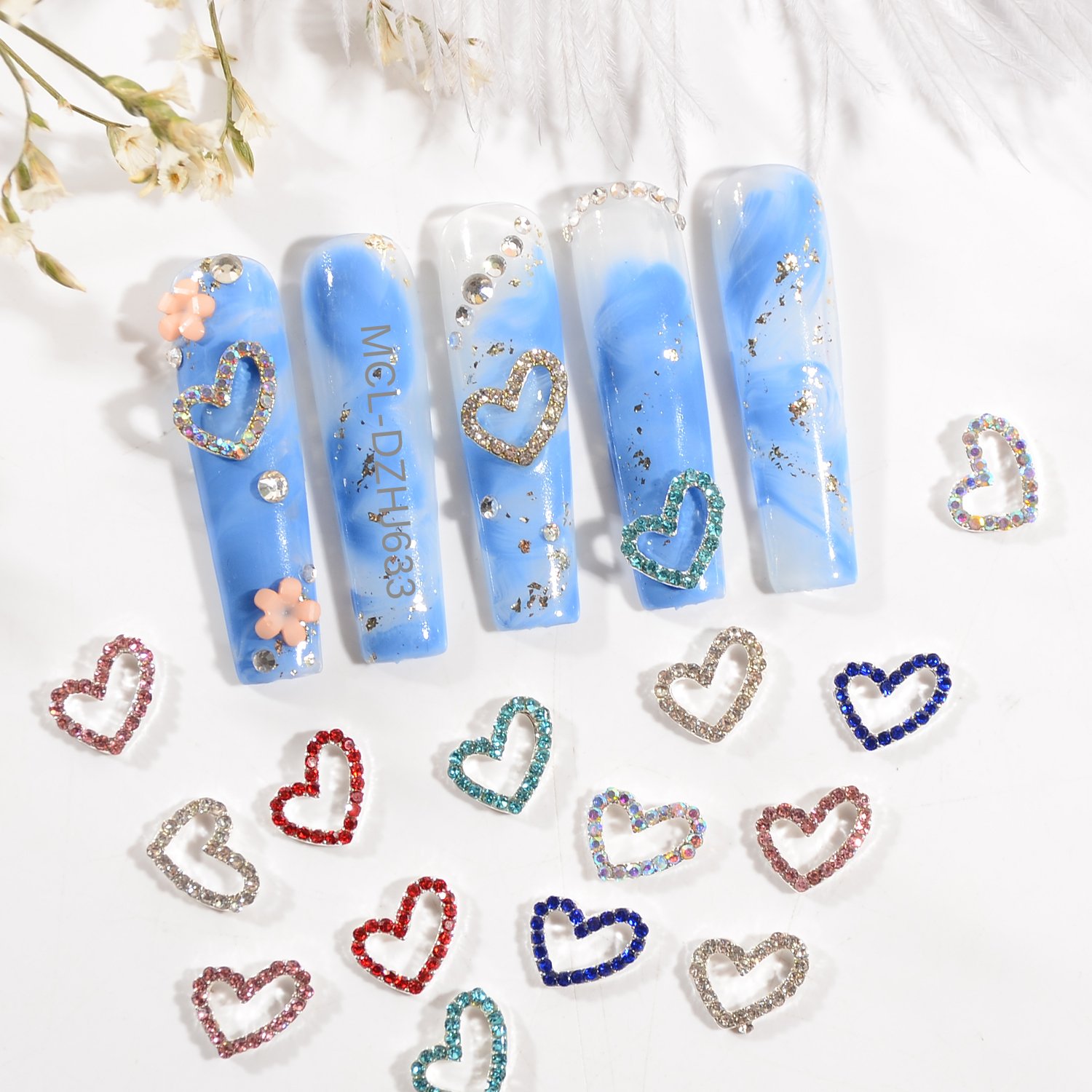 Sweet heart Valentine's Day Clear AB Rhinestone Metal Alloy High Heels Nail Charms DIY Valentine's Day Nails