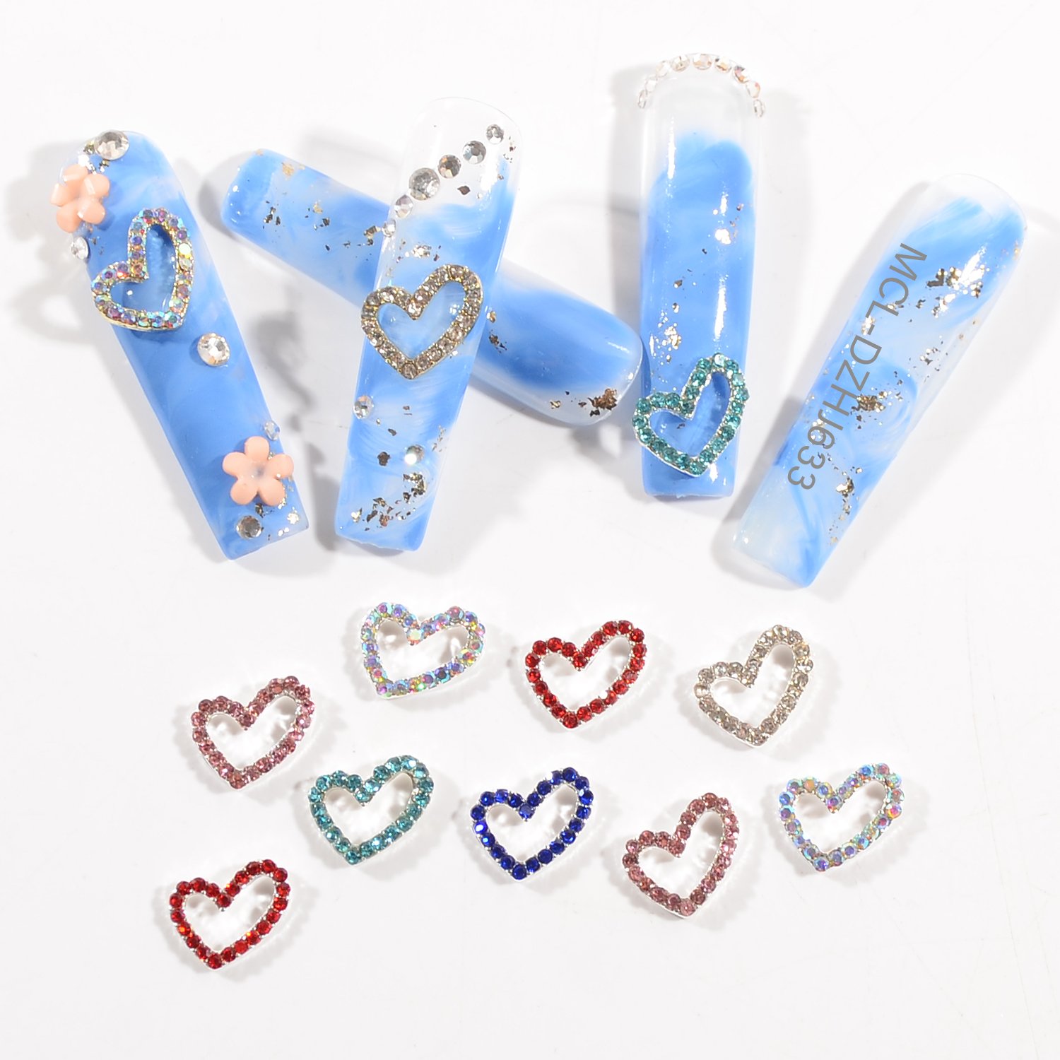 Sweet heart Valentine's Day Clear AB Rhinestone Metal Alloy High Heels Nail Charms DIY Valentine's Day Nails