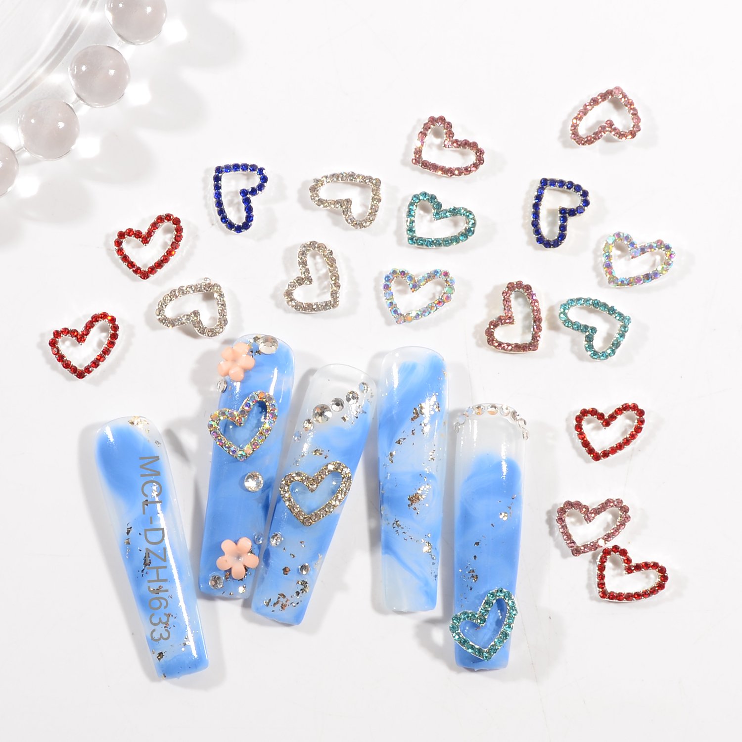 Sweet heart Valentine's Day Clear AB Rhinestone Metal Alloy High Heels Nail Charms DIY Valentine's Day Nails
