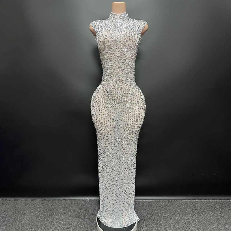 Novance Y2507 Womens Luxury Clothing 2023 Dress Hollow Out Strapless Maxi Long Dress Women Party Evening Beach Dress Rhinestone