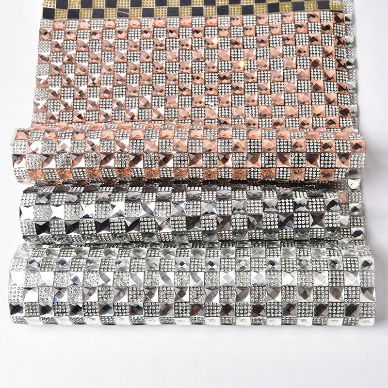 8/10mm square glass rhinestone adhesive hot stamping diamond sheet DIY clothing shoes bags home decoration crystal mesh sticker