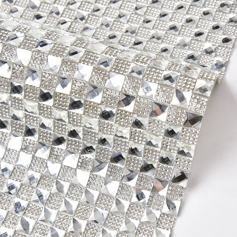 8/10mm square glass rhinestone adhesive hot stamping diamond sheet DIY clothing shoes bags home decoration crystal mesh sticker