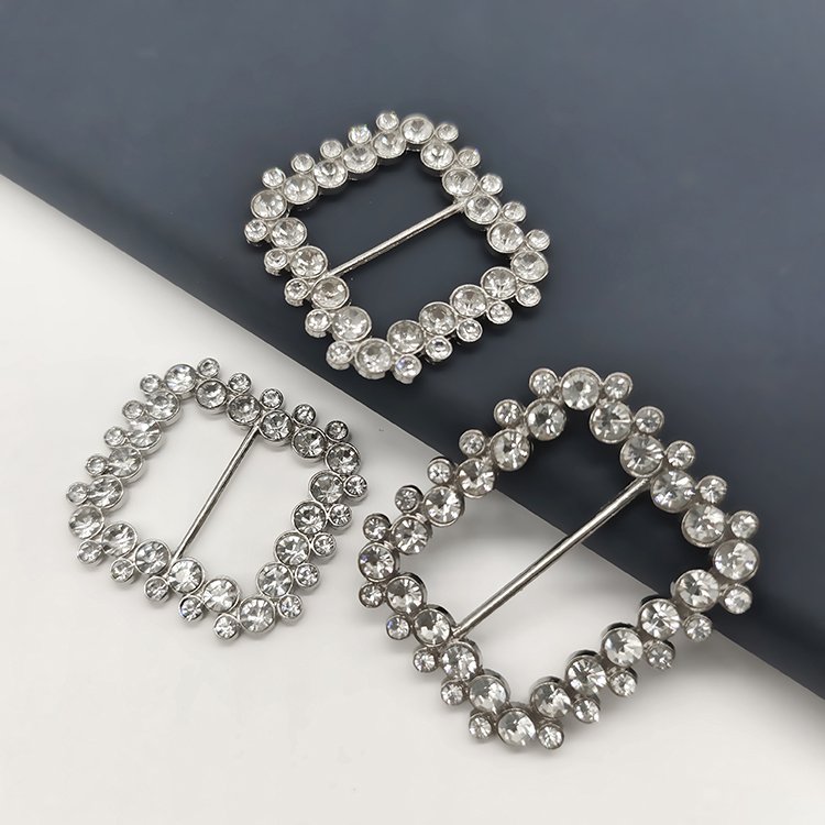Wholesale Fashion Luxury Square Rhinestone Belt Buckle Custom Decorative Crystal Buckles Adjustable Bag Metal Buckle For Women