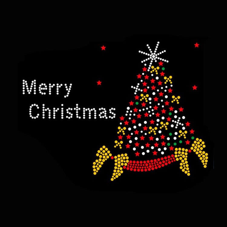 beautiful Holiday Rhinestone Designs Merry Christmas Rhinestone Transfer Wholesale for shirts and hoodies