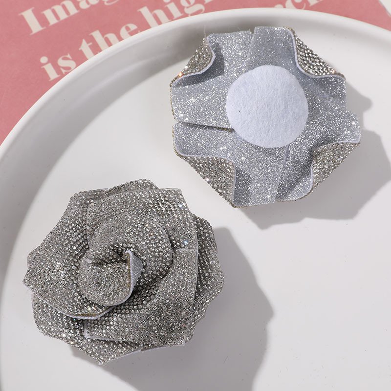 Wholesale Fashion 3" Rhinestone Rose Applique Patch Sew On Applique DIY Accessories LSAP1211