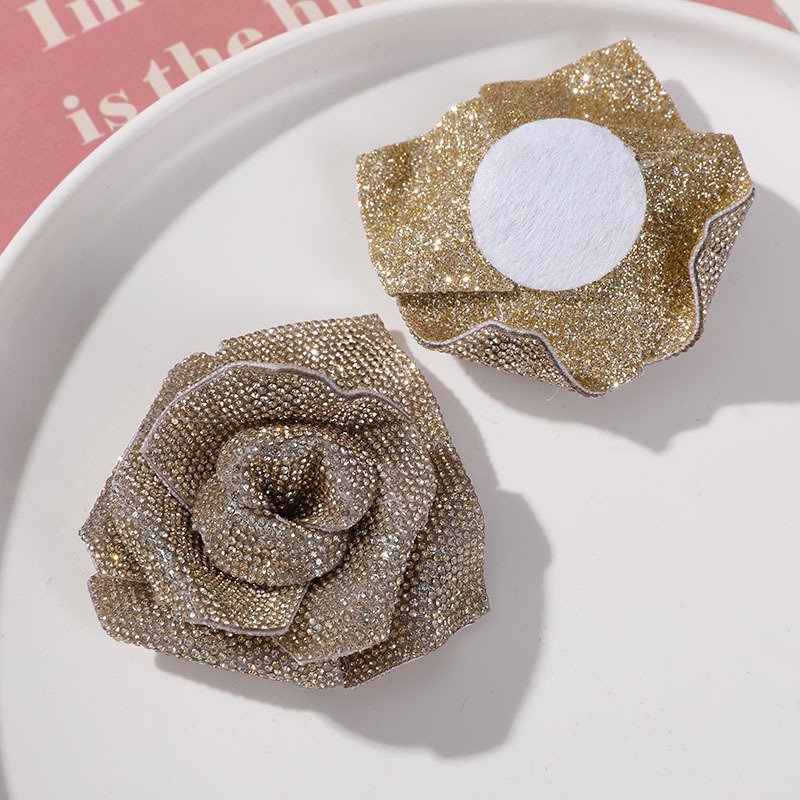 Wholesale Fashion 3" Rhinestone Rose Applique Patch Sew On Applique DIY Accessories LSAP1211
