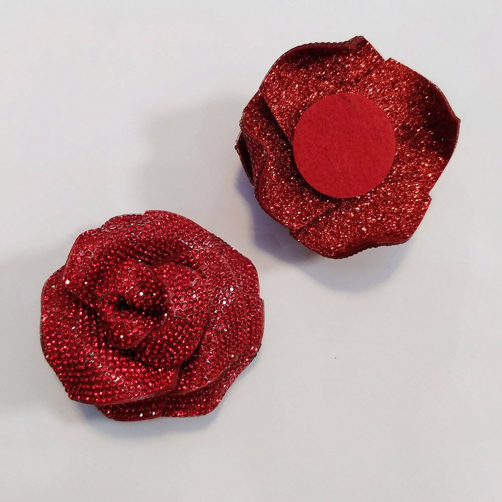 Wholesale Fashion 3" Rhinestone Rose Applique Patch Sew On Applique DIY Accessories LSAP1211