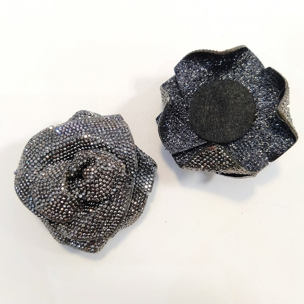 Wholesale Fashion 3" Rhinestone Rose Applique Patch Sew On Applique DIY Accessories LSAP1211