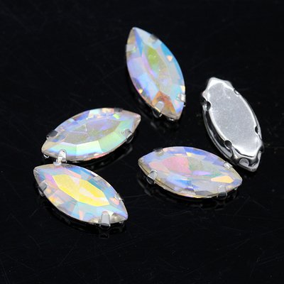 JC horse's eye four-corner 7*15mm claw flat back rhinestone hand sewn crystal DIY rhinestones clothing shoes bag accessories