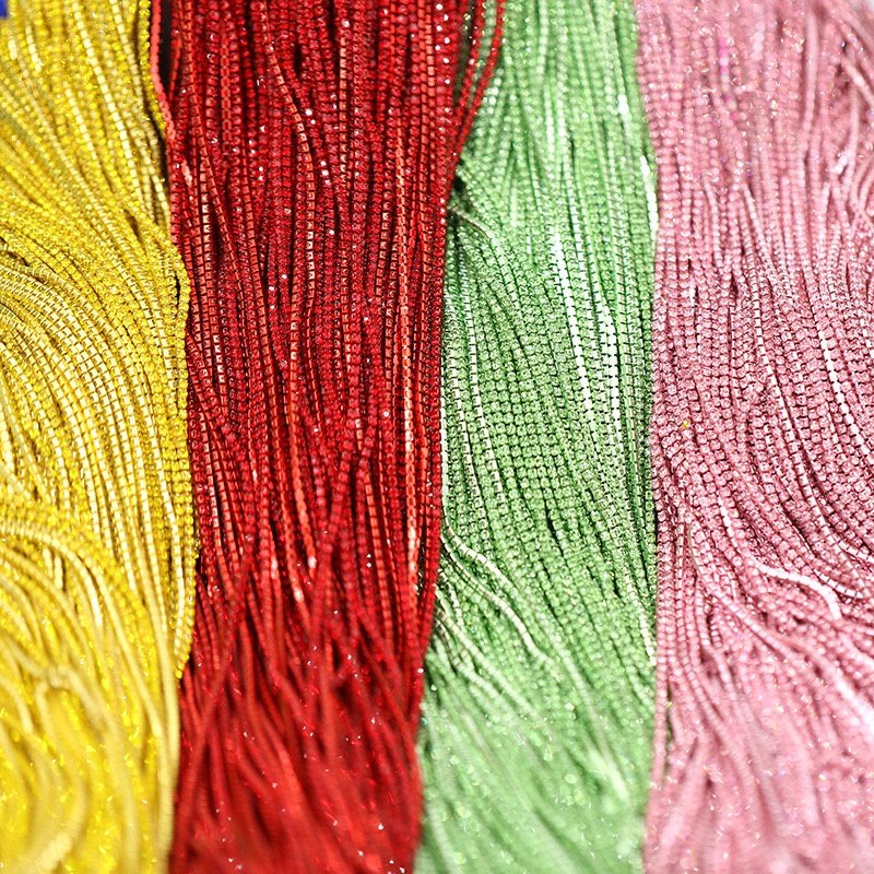 Yantuo wholesale customized 2mm 3mm Colorful Base Color Cup Chain Glass Rhinestone Chain Used for decoration