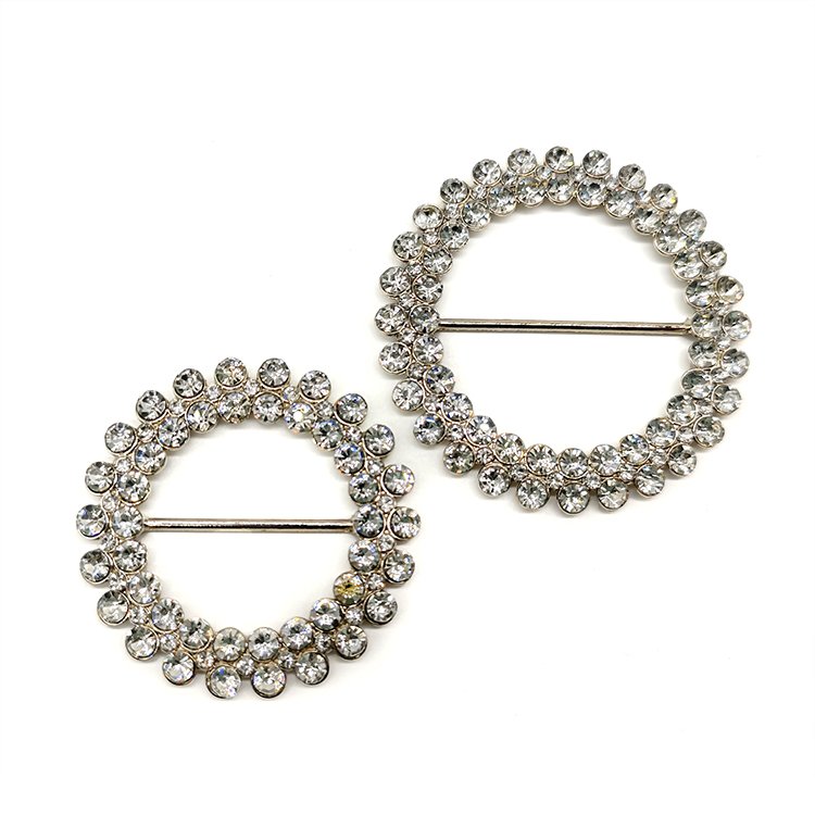 Hot Selling New Design Clothes Accessories Luxury Diamond Painting Circle Metal Belts Snap On Buckle Rhinestone Buckle For Women