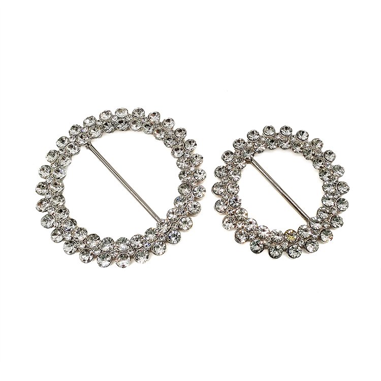 Hot Selling New Design Clothes Accessories Luxury Diamond Painting Circle Metal Belts Snap On Buckle Rhinestone Buckle For Women