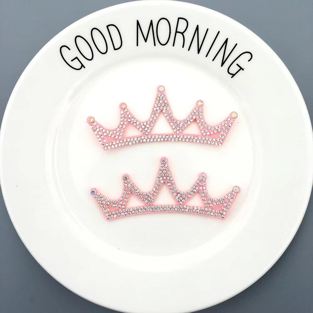 Customized design Factory accessories Princess Crown Queen Cloth accessory hot fix Rhinestone