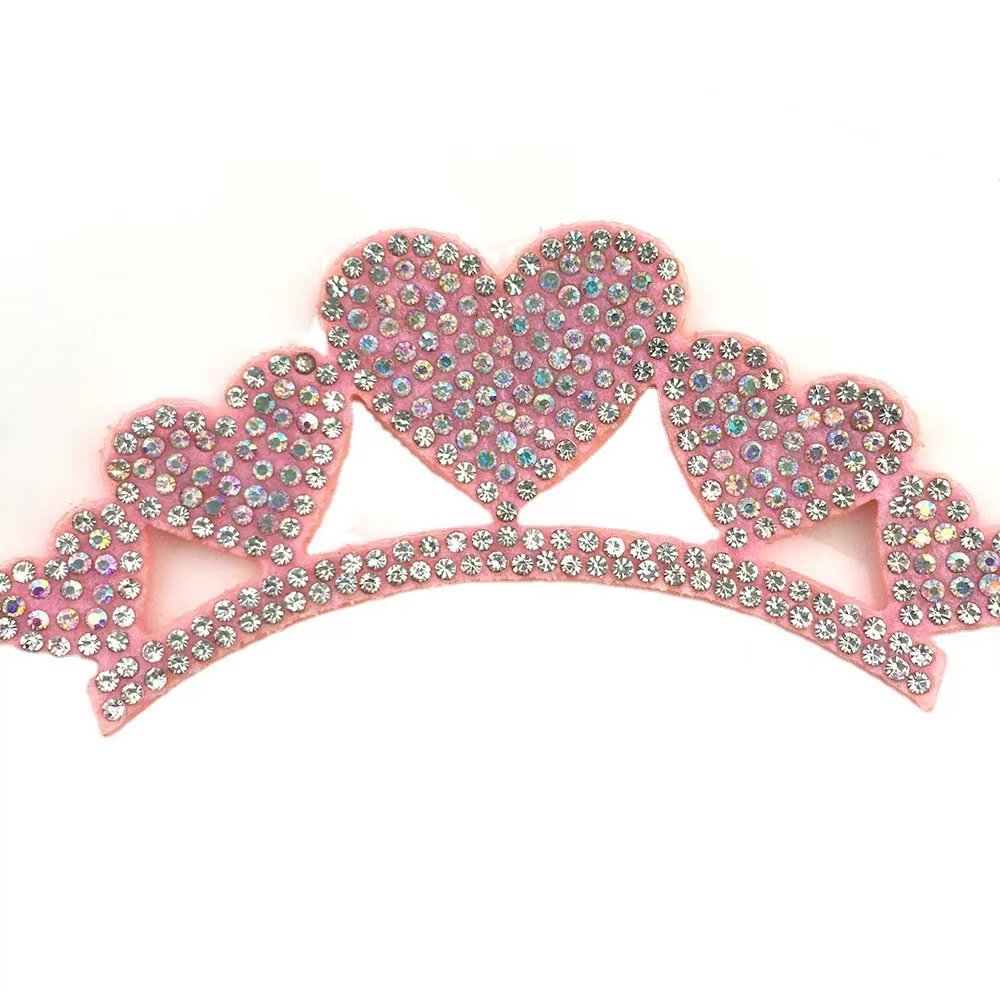 Customized design Factory accessories Princess Crown Queen Cloth accessory hot fix Rhinestone