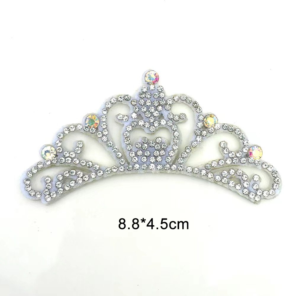 Customized design Factory accessories Princess Crown Queen Cloth accessory hot fix Rhinestone