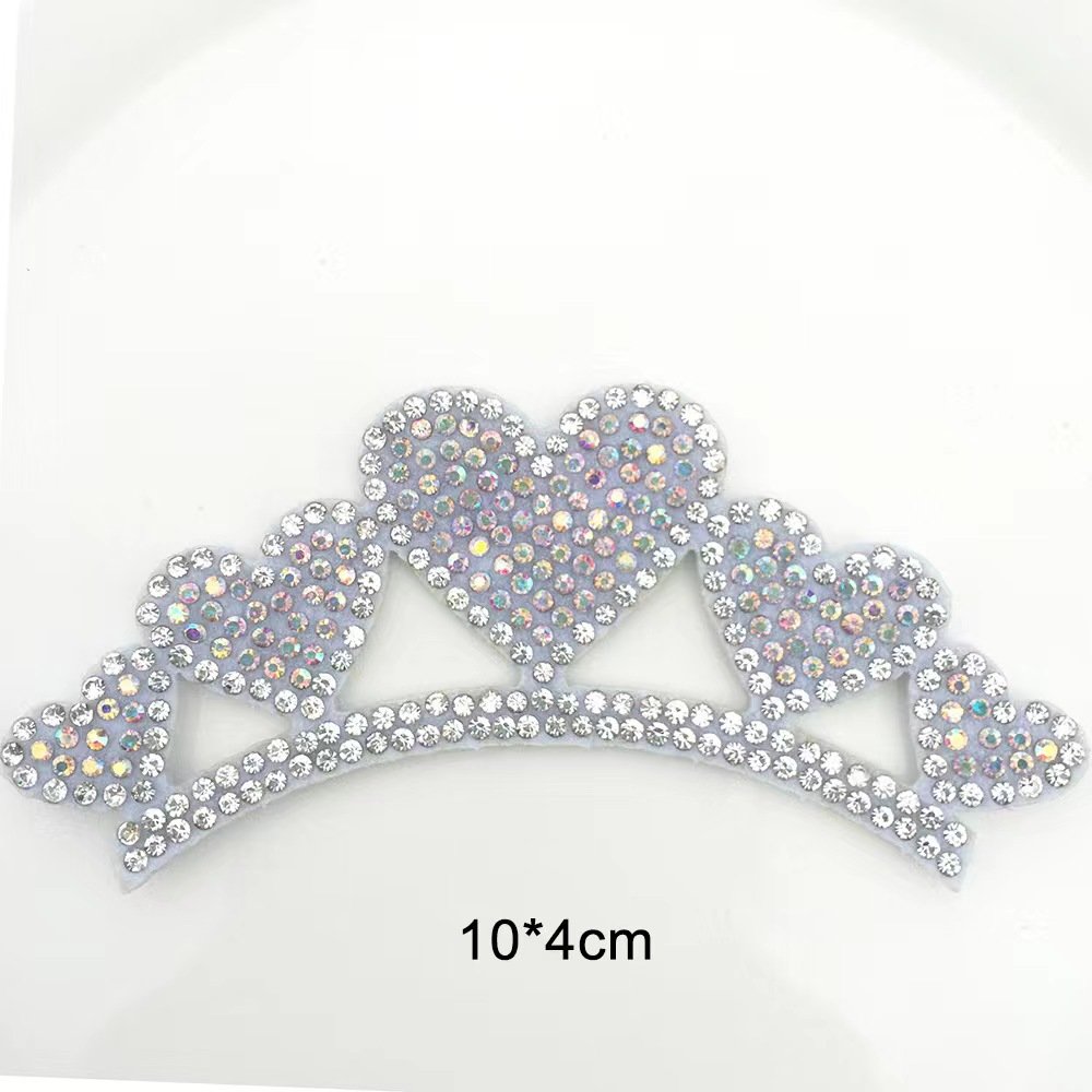 Customized design Factory accessories Princess Crown Queen Cloth accessory hot fix Rhinestone