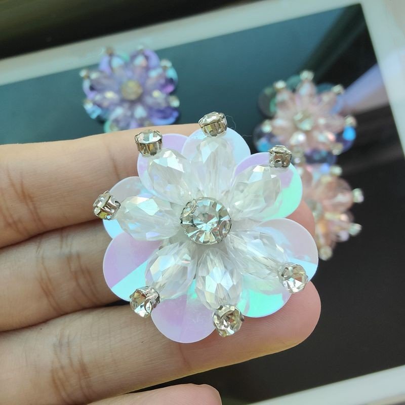 Wholesale Crystal Applique Rhinestone Flower Applique For Wedding Gown Trimming Bridal Sash Rhinestone Patch LSAP101