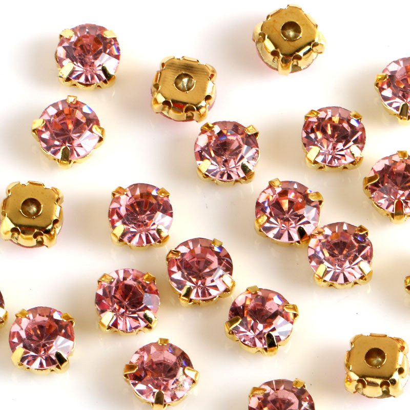 Prong Sew on Strass Beads Crystals Rhinestones in Sliver Round Colorful Glass with Plated Flatback Opp Bag Colors 2 Bags Claw