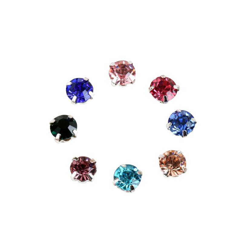 Prong Sew on Strass Beads Crystals Rhinestones in Sliver Round Colorful Glass with Plated Flatback Opp Bag Colors 2 Bags Claw