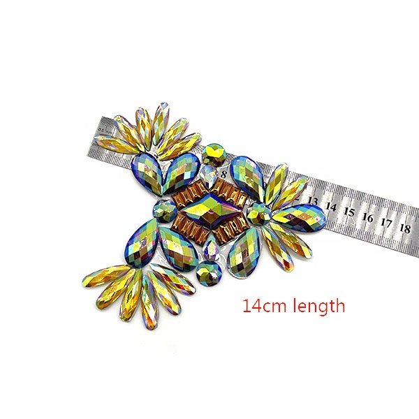 Wholesale DIY iron on rhinestone chain trimming hot fix crystal applique patch for Brazil Carnival clothes costume designing