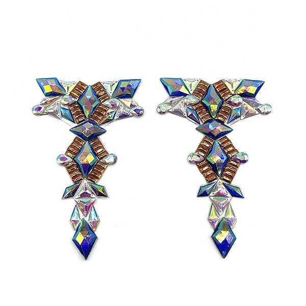 Wholesale DIY iron on rhinestone chain trimming hot fix crystal applique patch for Brazil Carnival clothes costume designing