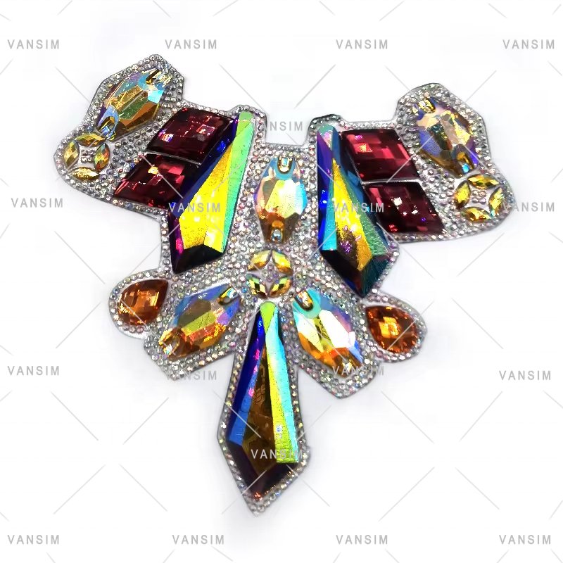iridencent customize rhinestone trim gleaming applique for carnival band costumes diy crafts