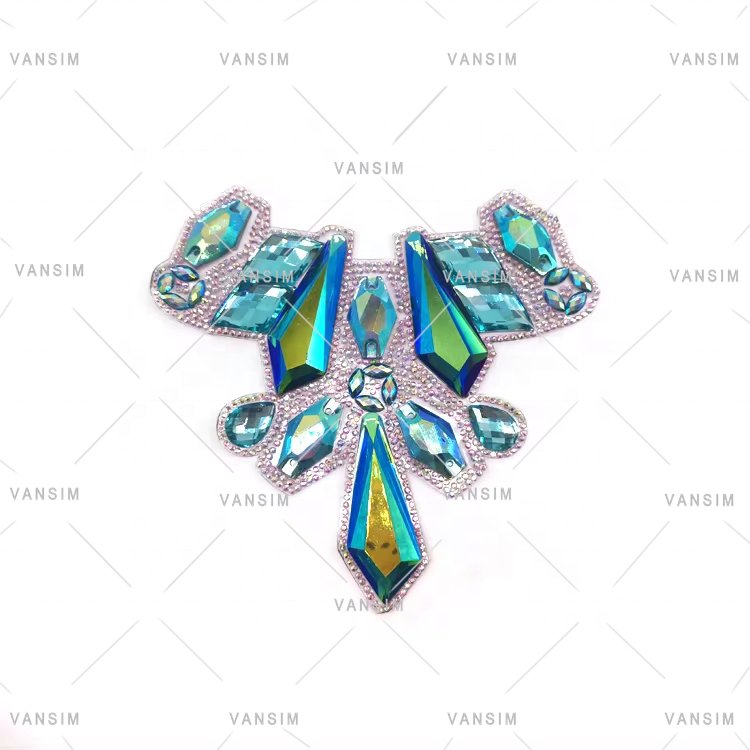 iridencent customize rhinestone trim gleaming applique for carnival band costumes diy crafts
