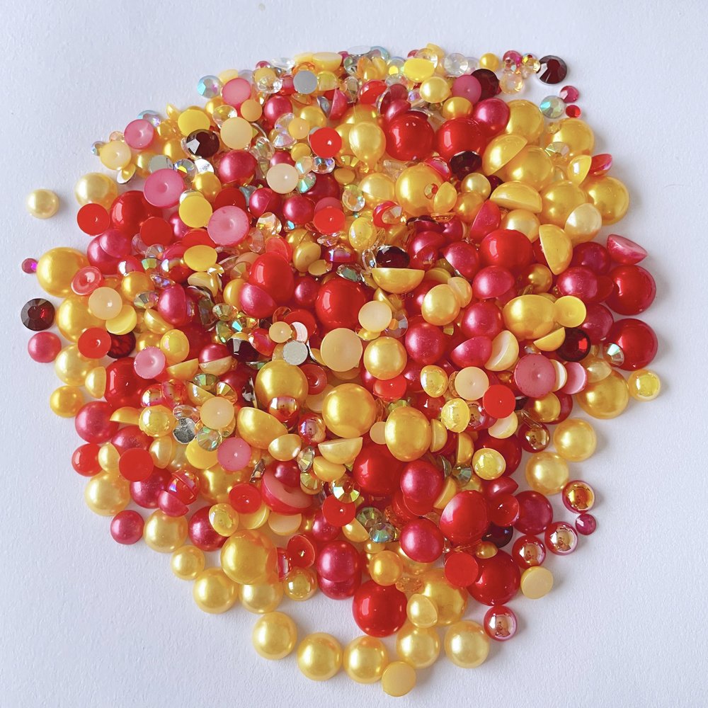 Yantuo Wholesale Customized 3mm-10mm 150g/bag Mix Sizes Color Mixed pearl resin Flat Back Resin Rhinestones For DIY