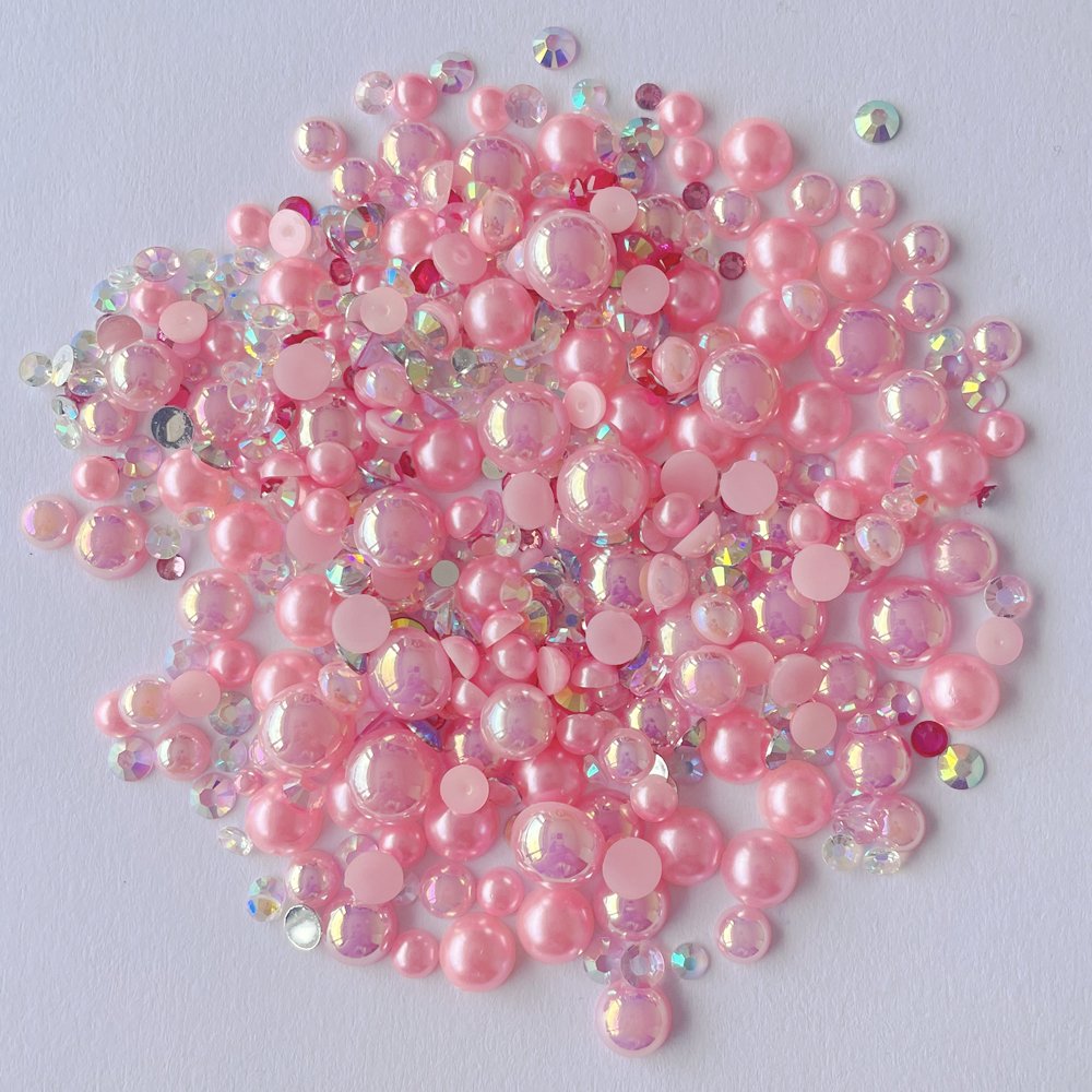 Yantuo Wholesale Customized 3mm-10mm 150g/bag Mix Sizes Color Mixed pearl resin Flat Back Resin Rhinestones For DIY
