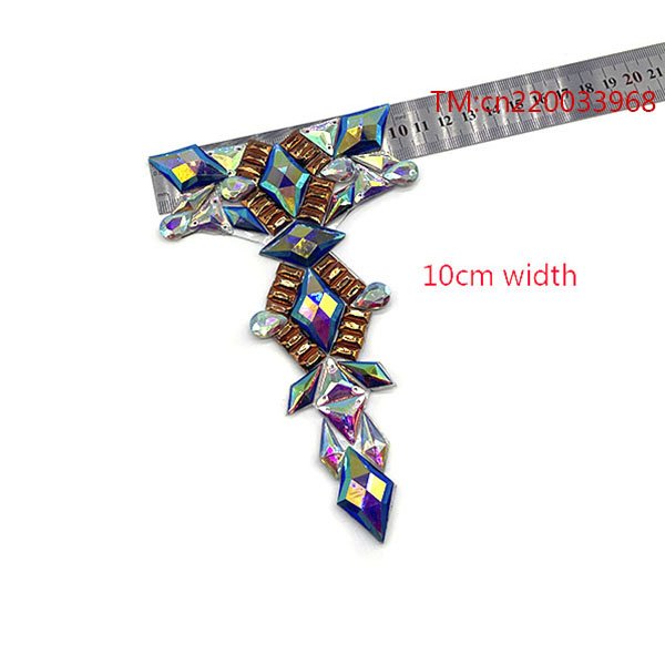 2023 Hot sale customized Trinidad carnival rhinestone applique bodice iron on stone patch for fiesta party costume design